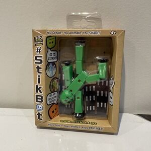 Green Stikbot Stick Figure with Black Feet & Hands New in Original Package